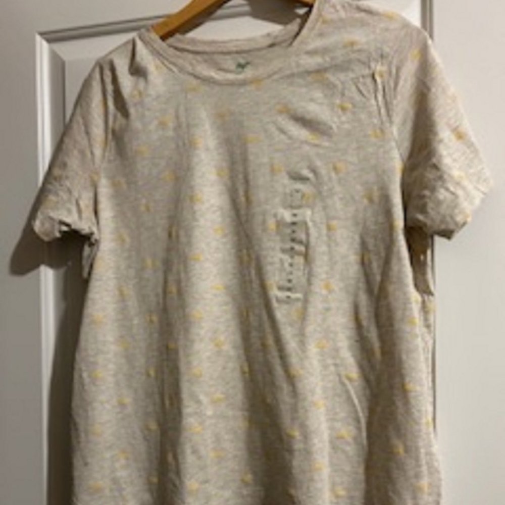 Women's T-Shirt Gray with Yellow Half Sunshine Designs Size 1X Round Neck New